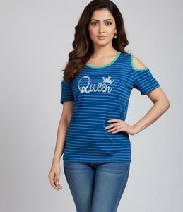 Blue Striped Queen Tee