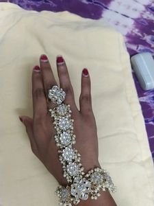 Pearl Studded Hand Chain Ethnic Bracelet