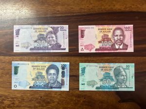 20, 50, 100, 200 MALAWIAN KWACHA BANKNOTES