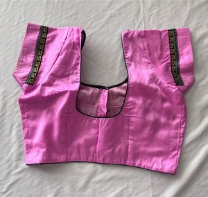 Pink &amp; Black Printed Saree &amp; Blouse Set (Women)