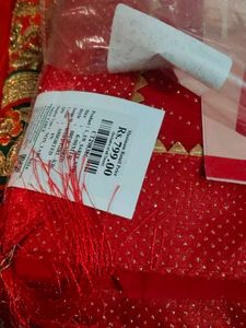 New Red Saree With Tag