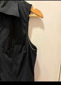 Black Strachable Button-Up Top