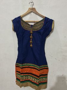 Elegant Blue kurta set bandhni bottom with dupptta