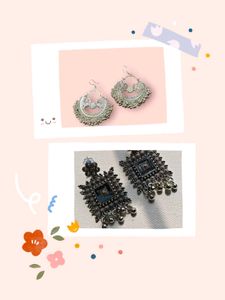 Combo Of Silver Jhumka Earrings