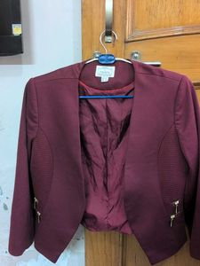 Vintage Burgundy Cropped Blazer