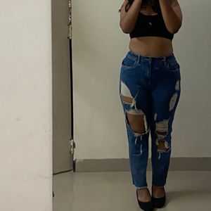 Ribbed Blue Shade Jeans