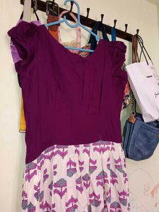 Purple &amp; White Floral Print Dress