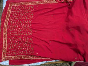 Red Embroidered saree with blouse