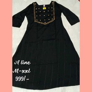 Elegant Black A-Line Kurti