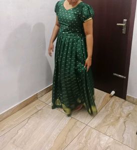 Green Pattupavada Set