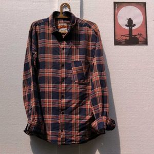 Eksco Blue & Orange Plaid Flannel