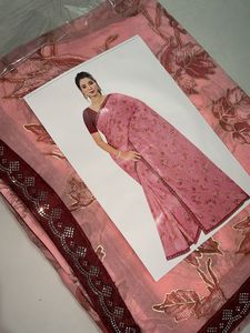 Elegant Pink Floral Saree