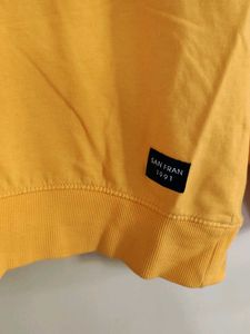 Full Sleeves  With Print Strip Yellow Tshirt