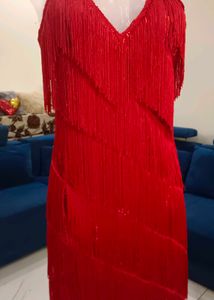 Red Fringe Party Dress