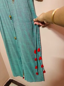 See Green Hand Embroidered Kurta