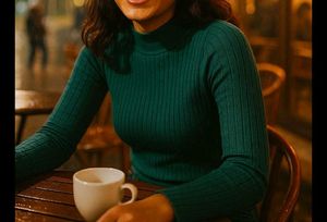 Striped High Neck Sweatshirt Green For Winter