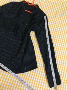 Stretchy Striped Ruffle Blouse Bust 34-36
