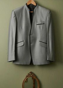 [42-44]  Grey Mandarin Collar Suit set