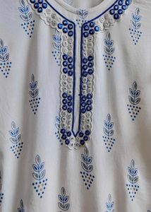 💙🤍🩶Elegant White &amp; Blue Kurta