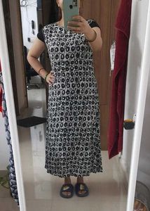 Long Summer Dress Printed Cotton Top College Wear
