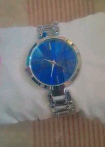 Blue Face Silver Watch