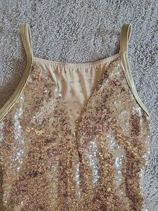 Sequins Golden Frill Dance Costume Dress Party