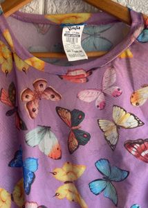 Butterfly Print Long Sleeve Top wt free inner