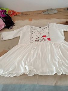 White Embroidered Tunic Top