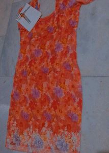 Organza Orange Floral Suit