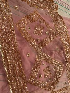 Pink &amp; Gold Embellished Saree