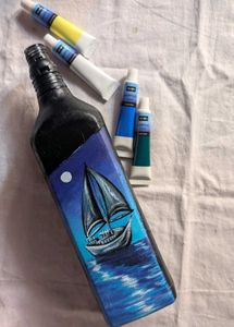 Hand Painted Seascape ship Bottle Art