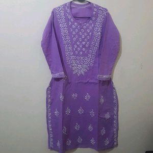 Chikankari Lavender Kurta