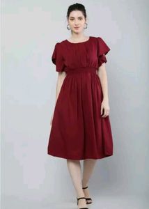 Elegant Maroon Midi Dress