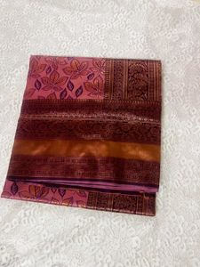 Pink Floral & Leaf Saree