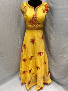 Yellow Embroidered Indian Dress