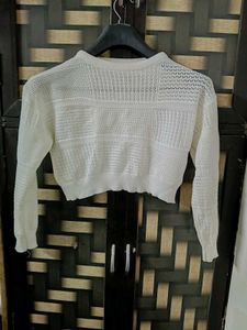 White Knit Cropped Sweater