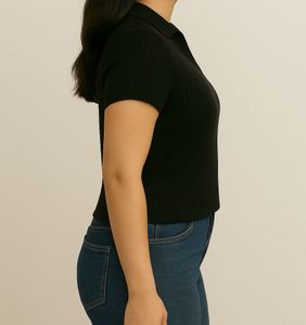 Chic Black Viscose Blend Knit Top – Soft, Stylish
