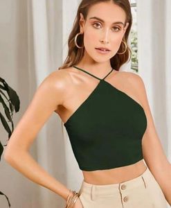 Green Halter Neck Crop Top