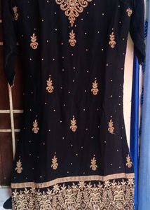 Elegant Black &amp; Gold Embroidered Kurti