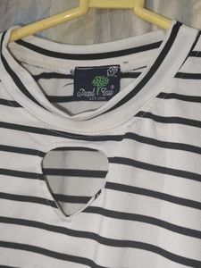 Striped Cutout Long Sleeve Top