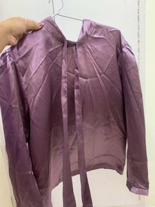 Mauve Satin Shirt For Office Wear