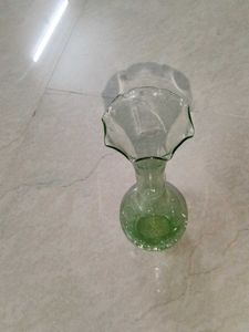 Crackle Vase Green Glass