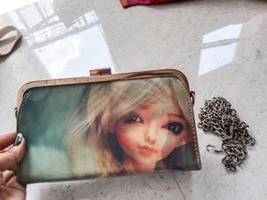 Cute Doll 3D Clutch With Chain