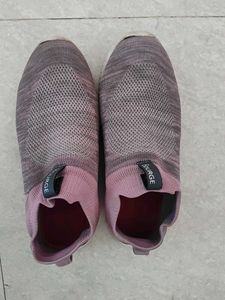 Gray & Pink Slip-On Sneakers