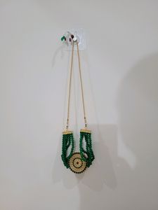 Green Beads Pearl Necklace Set with Earring