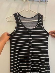 Black And White One Piece Dress 3/4th Length Size