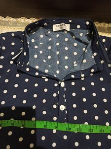 Navy Blue White Polka Dress
