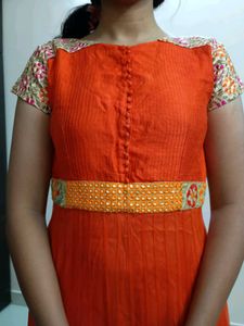 Elegant Orange Ethnic Gown