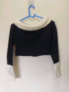 Black &amp; White Cropped Sweater