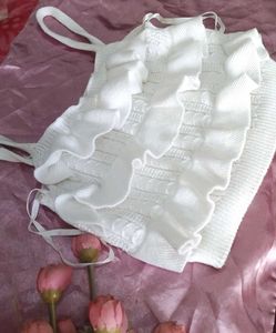 White Ruffle Knit Tank Top